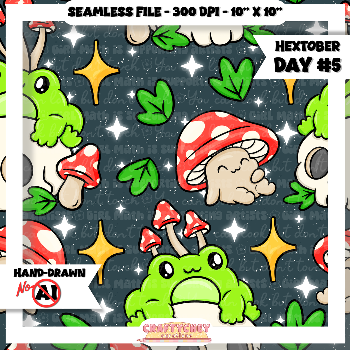 Hextober Day 5: Mushroom Frog (Seamless + PNG)