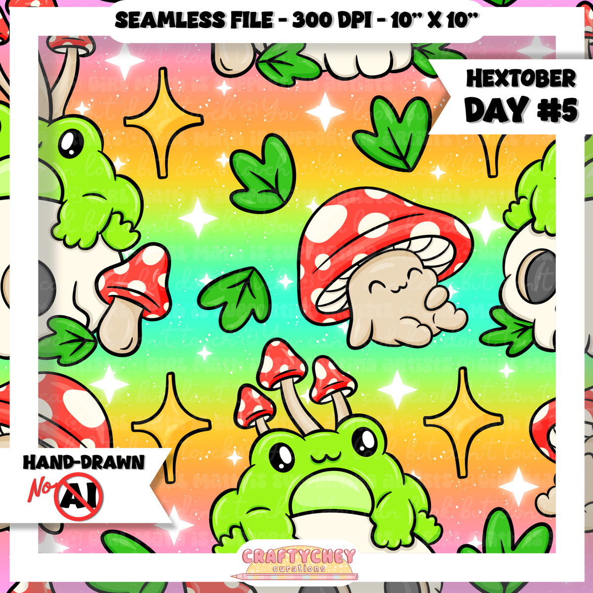 Hextober Day 5: Mushroom Frog (Seamless + PNG)
