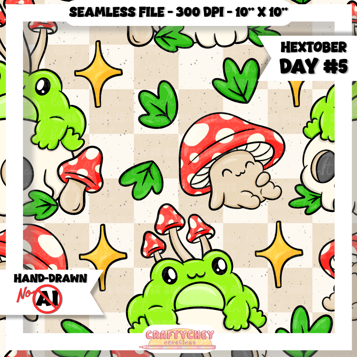 Hextober Day 5: Mushroom Frog (Seamless + PNG)