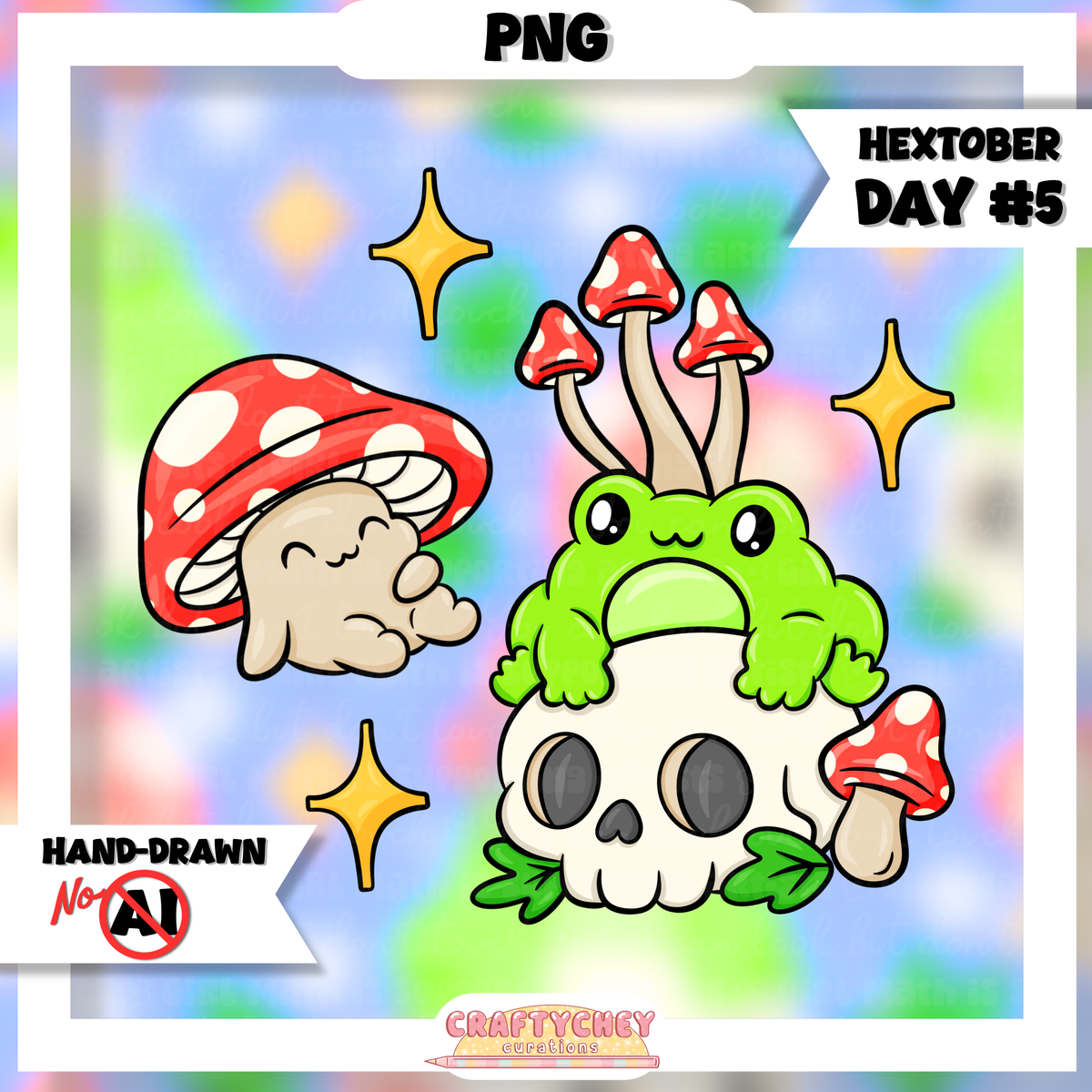 Hextober Day 5: Mushroom Frog (Seamless + PNG)