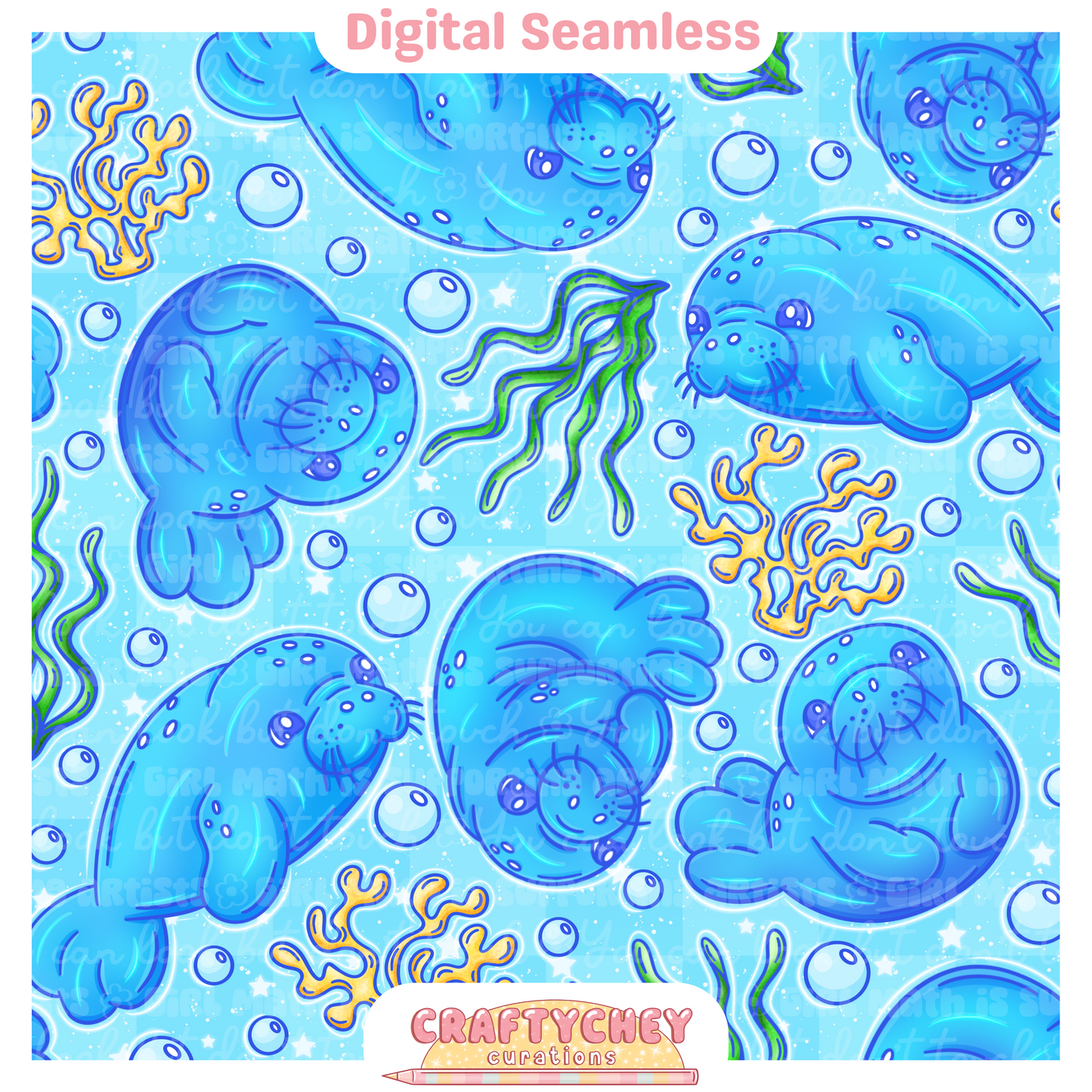 Glowing Manatees (Blue)