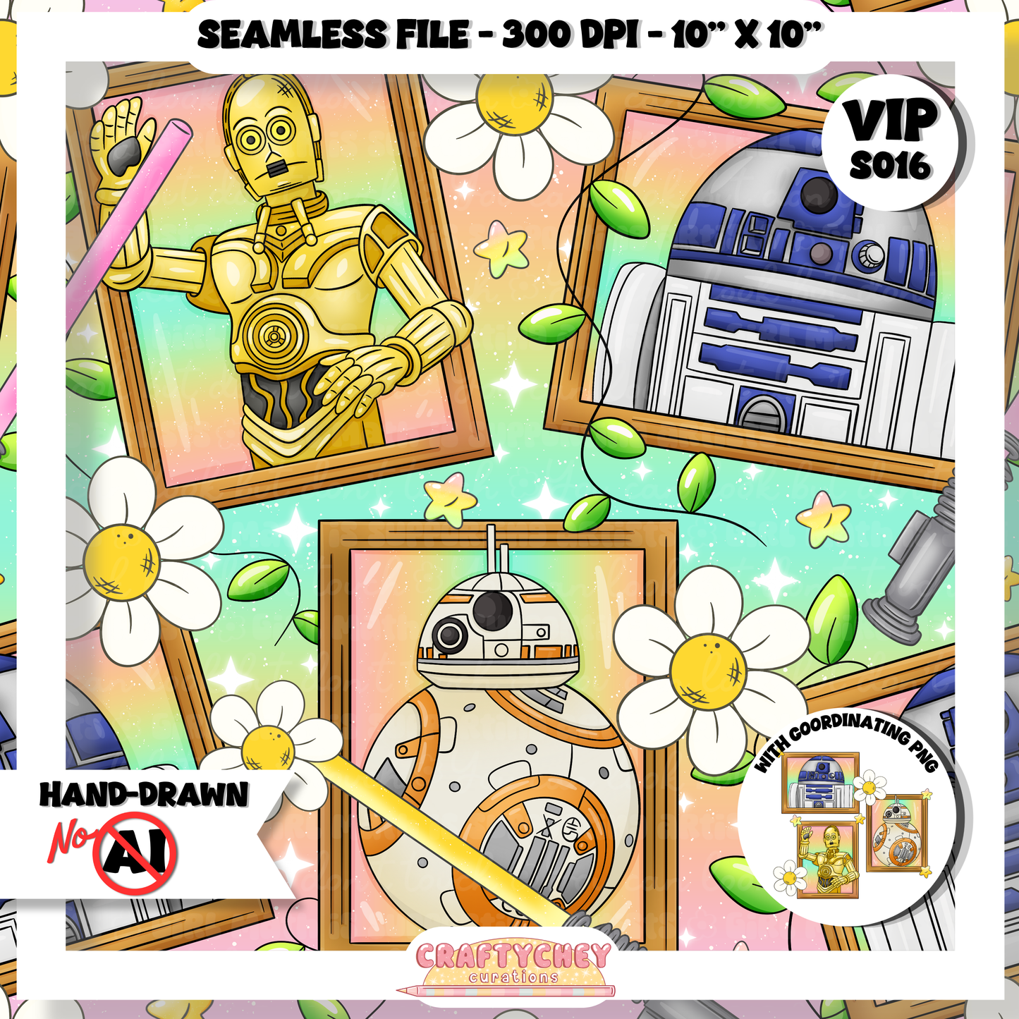 Droid Portraits (Seamless + PNG)