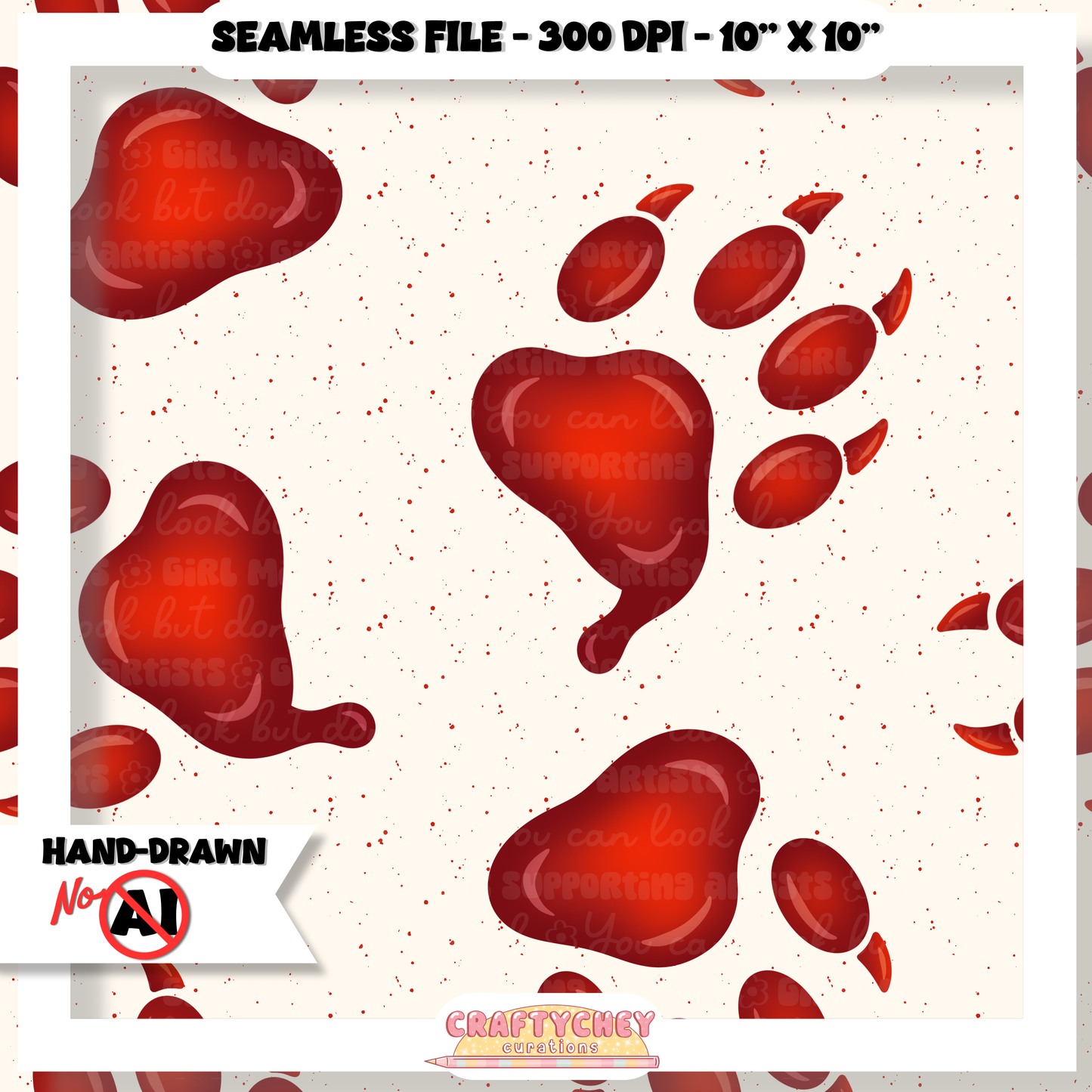 Bloody / Painted Paw Prints