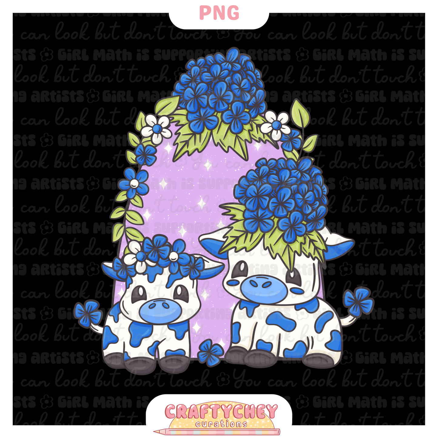 Blue Hydrangea Cows (PNG ONLY)