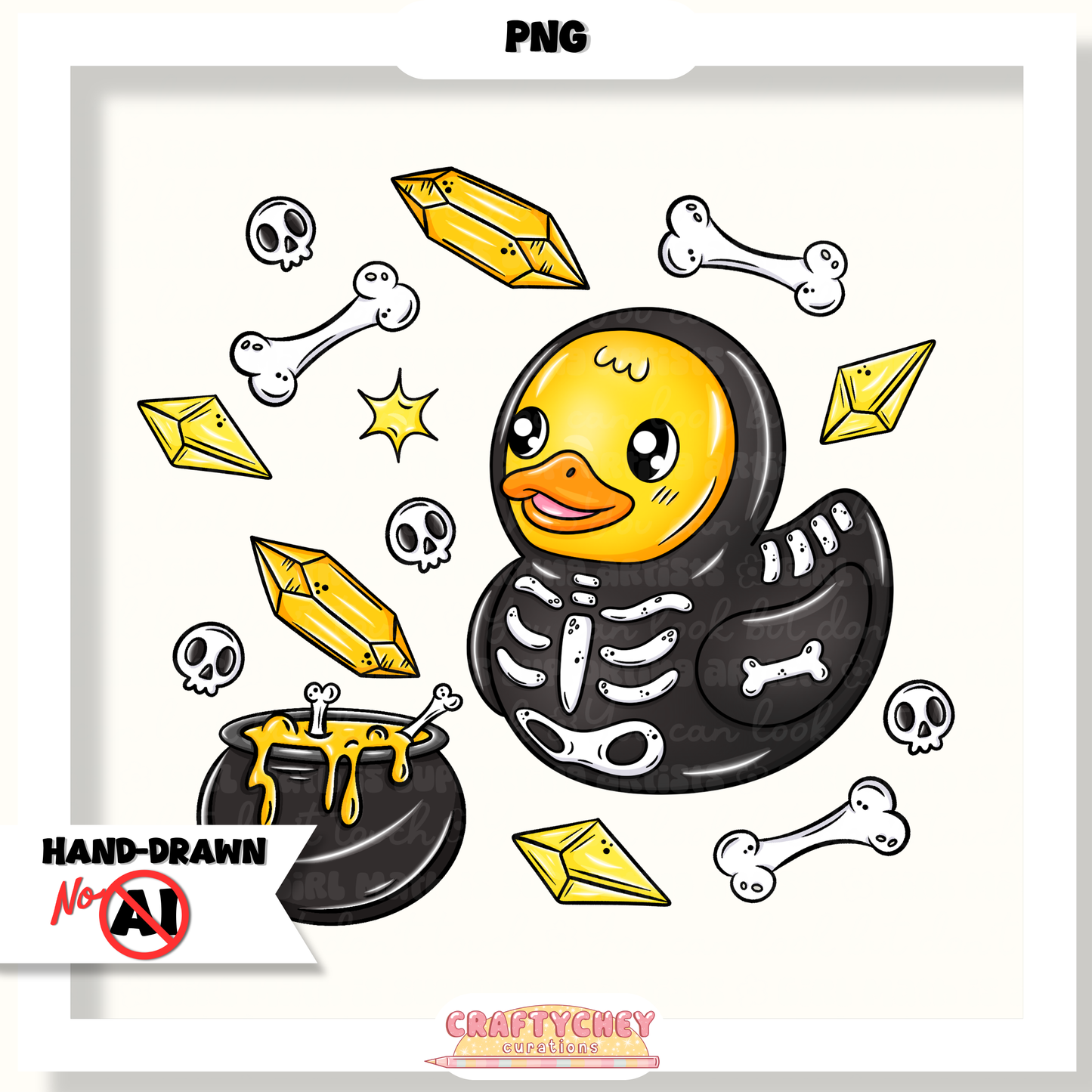 Skeleton Ducks (Seamless + PNG)