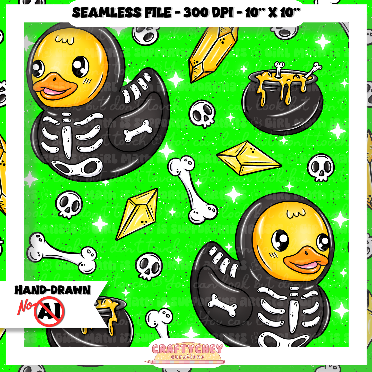 Skeleton Ducks (Seamless + PNG)