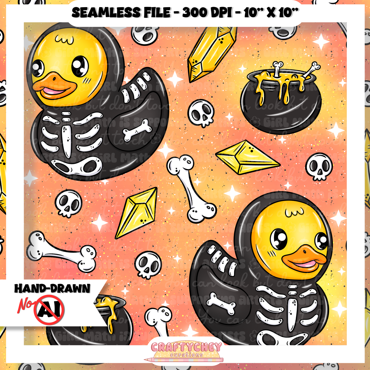 Skeleton Ducks (Seamless + PNG)