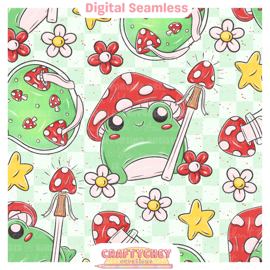 Mushroom Frog Mystery (Seamless + PNG)