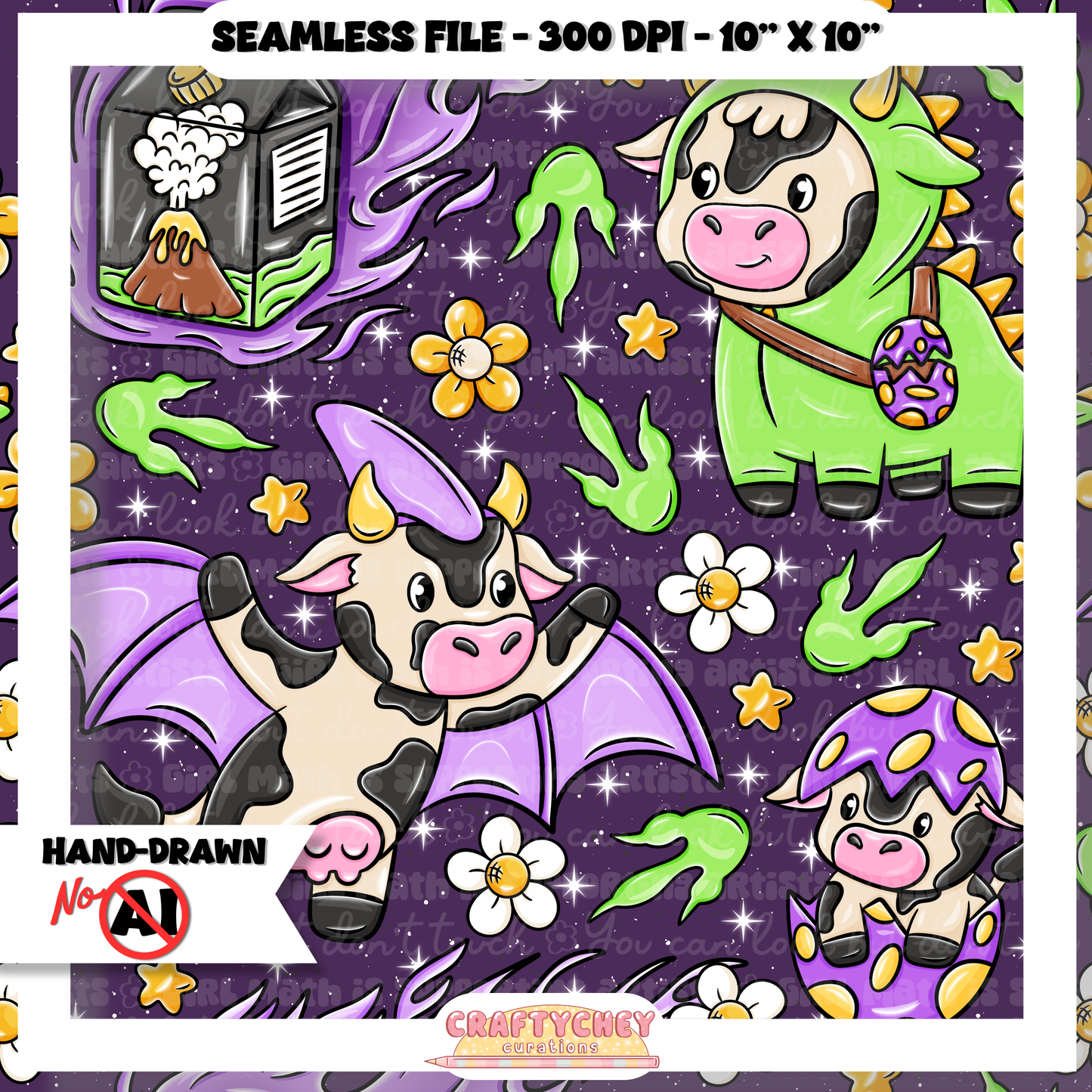 Dino Cows (Seamless + PNG)
