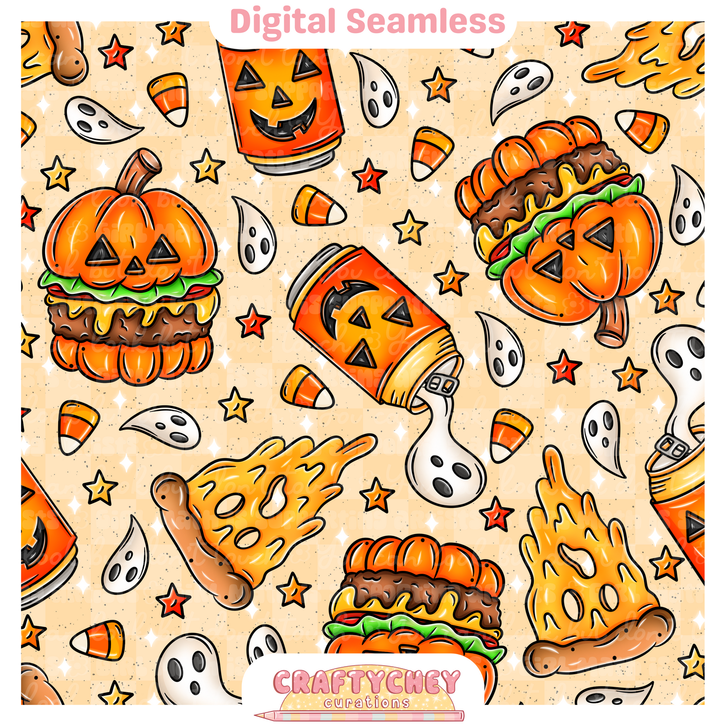 Spooky Junk Foodies (Seamless + PNG)