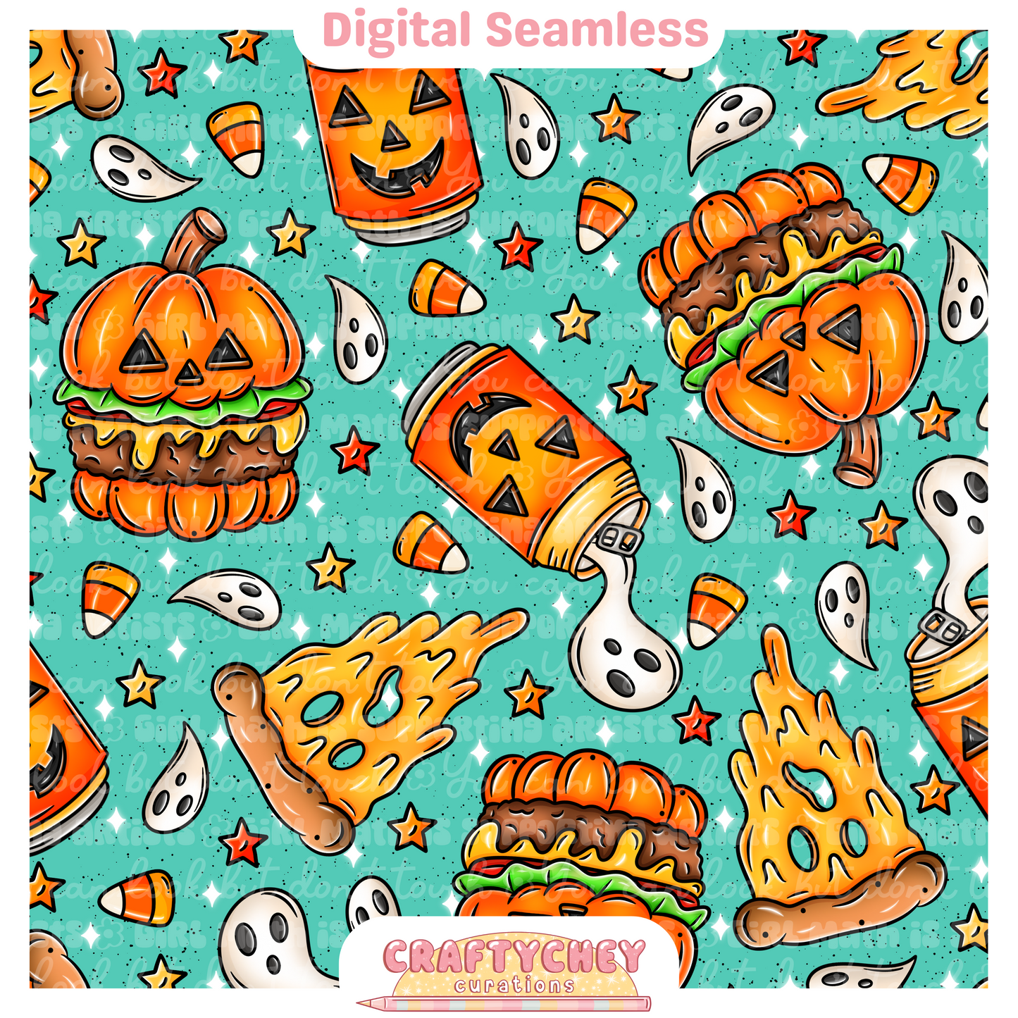 Spooky Junk Foodies (Seamless + PNG)