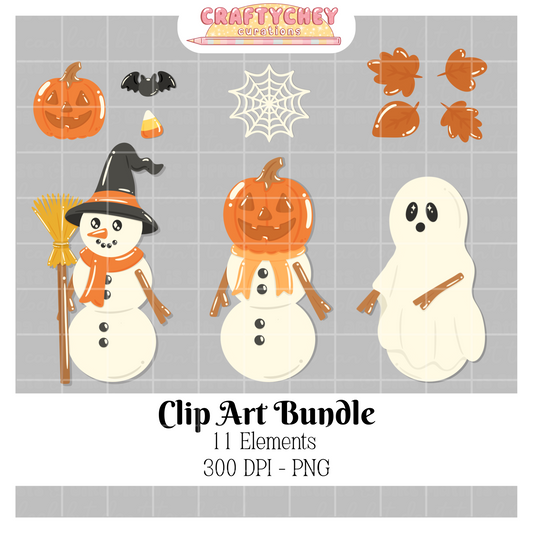 Festive Halloween Snowmen (CLIP ART)