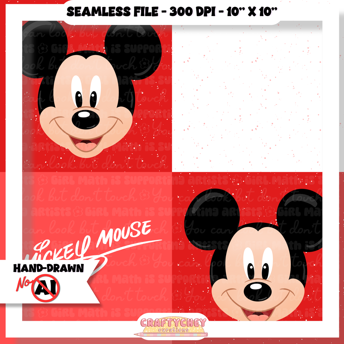 Boy Mouse Signature Quilt (Red)