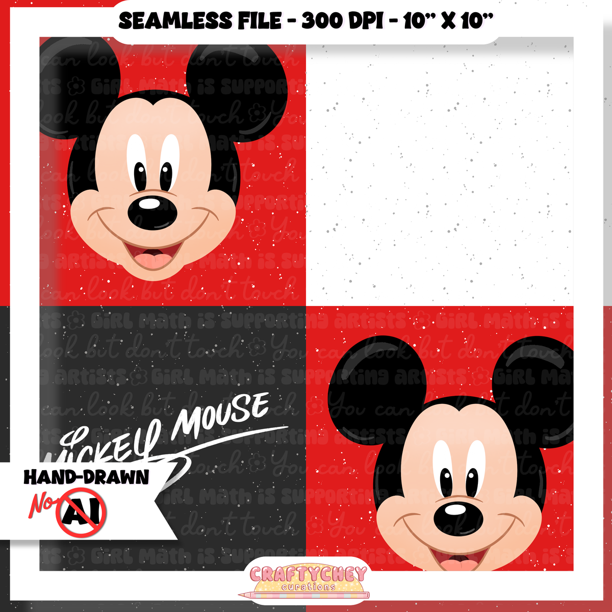 Boy Mouse Signature Quilt (Red)