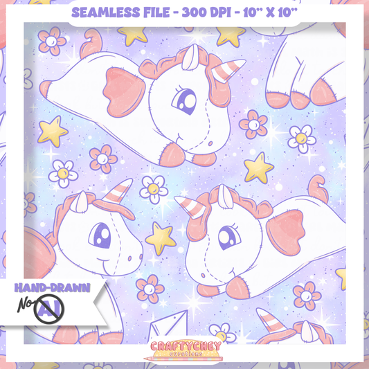 Non-Sleepy Unicorn Plush (Seamless + PNG)