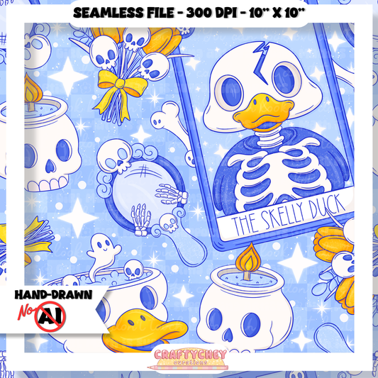 Skelly Duck Tarot : Blue (Seamless + PNG)