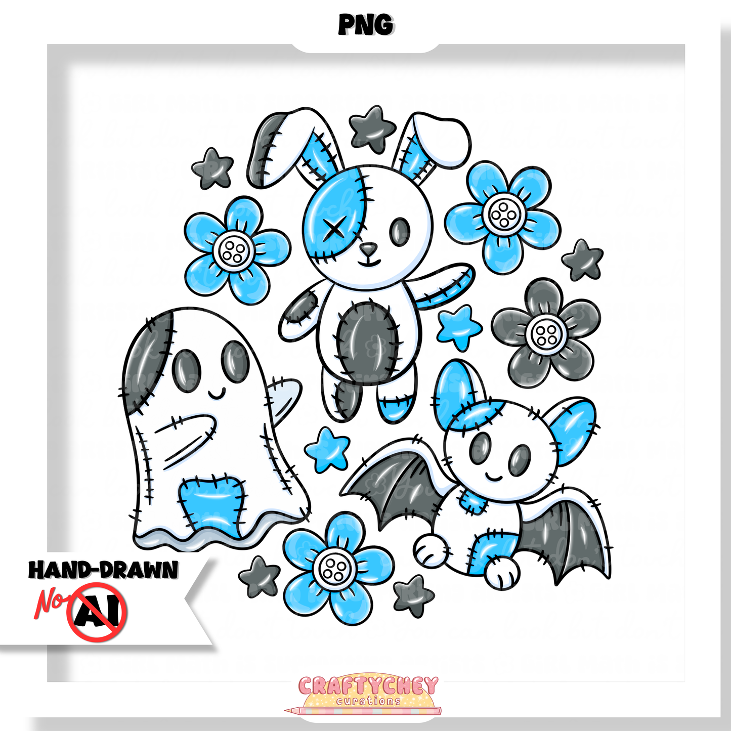 Patchwork Halloween Plushies (Seamless + PNG)