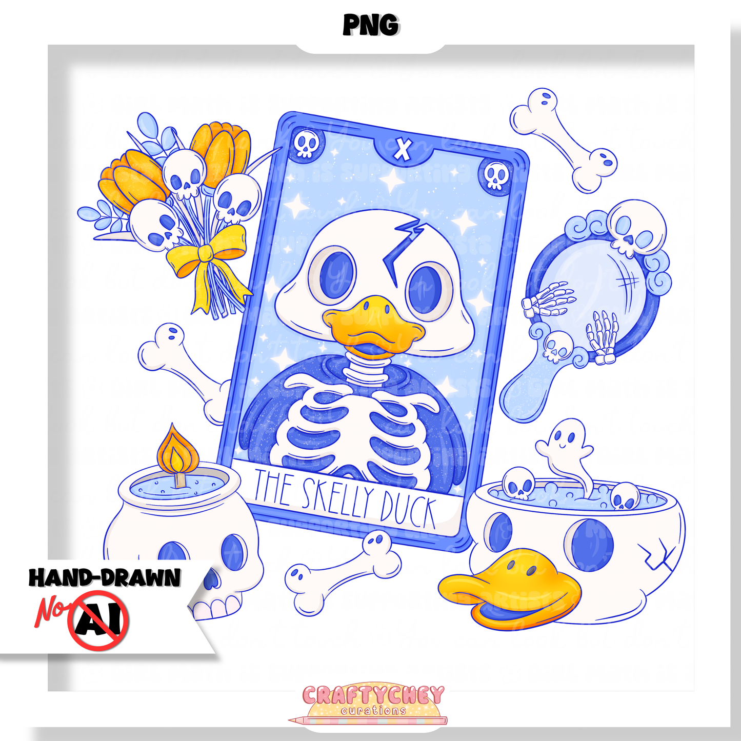 Skelly Duck Tarot : Blue (Seamless + PNG)