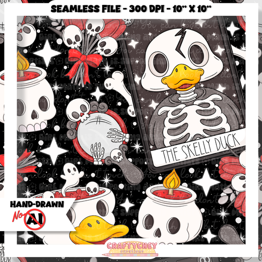Skelly Duck Tarot : Black (Seamless + PNG)