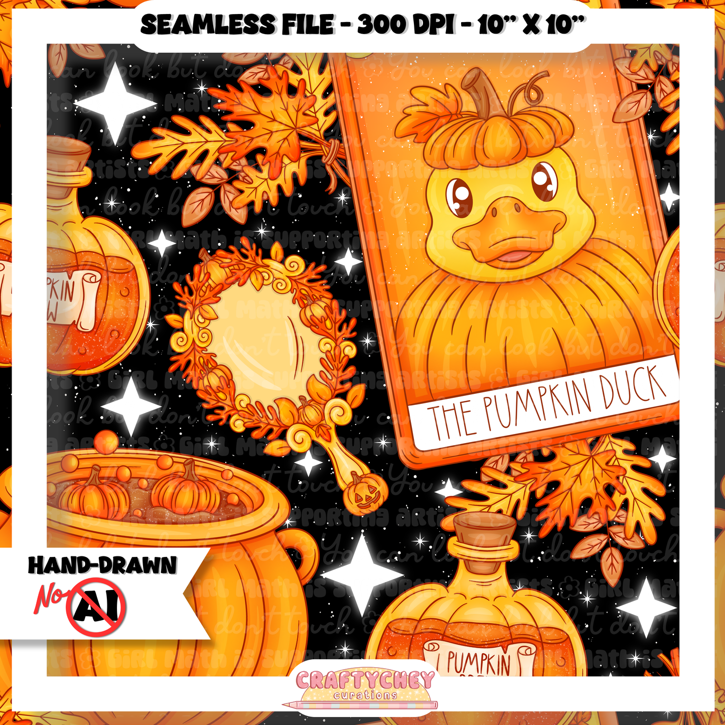 Pumpkin Duck Tarot (Seamless + PNG)