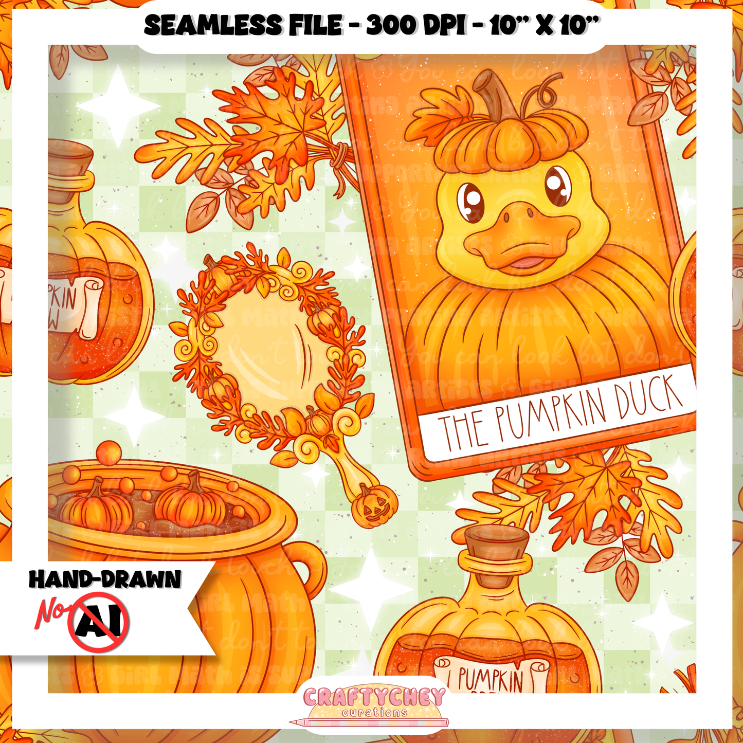 Pumpkin Duck Tarot (Seamless + PNG)