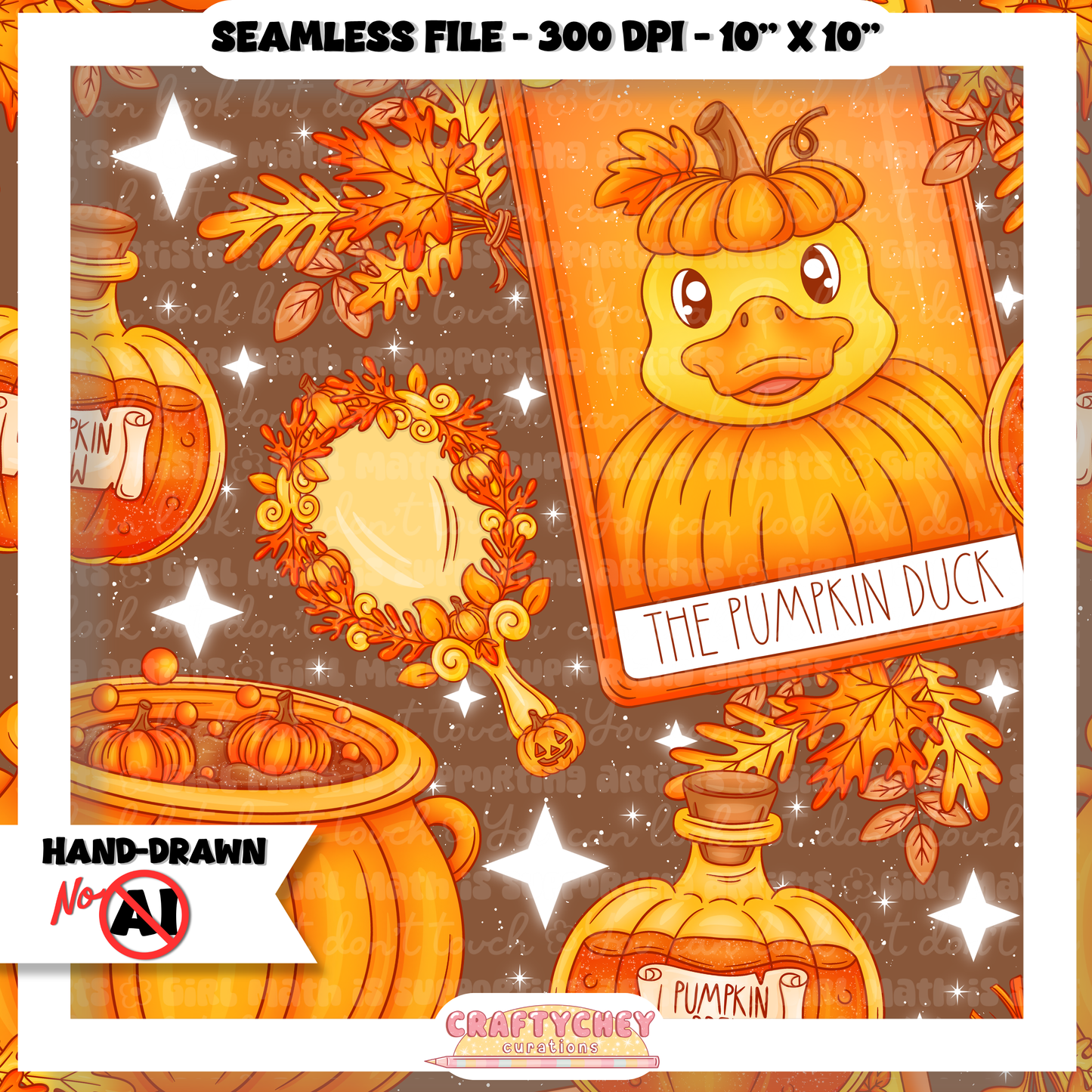 Pumpkin Duck Tarot (Seamless + PNG)