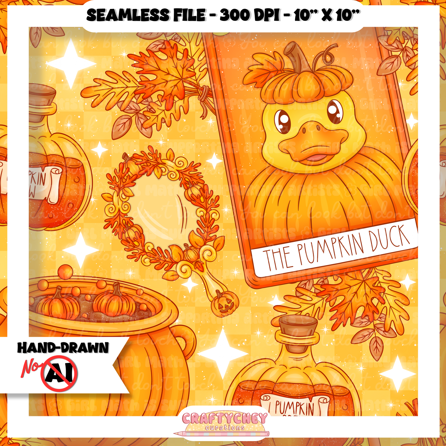 Pumpkin Duck Tarot (Seamless + PNG)