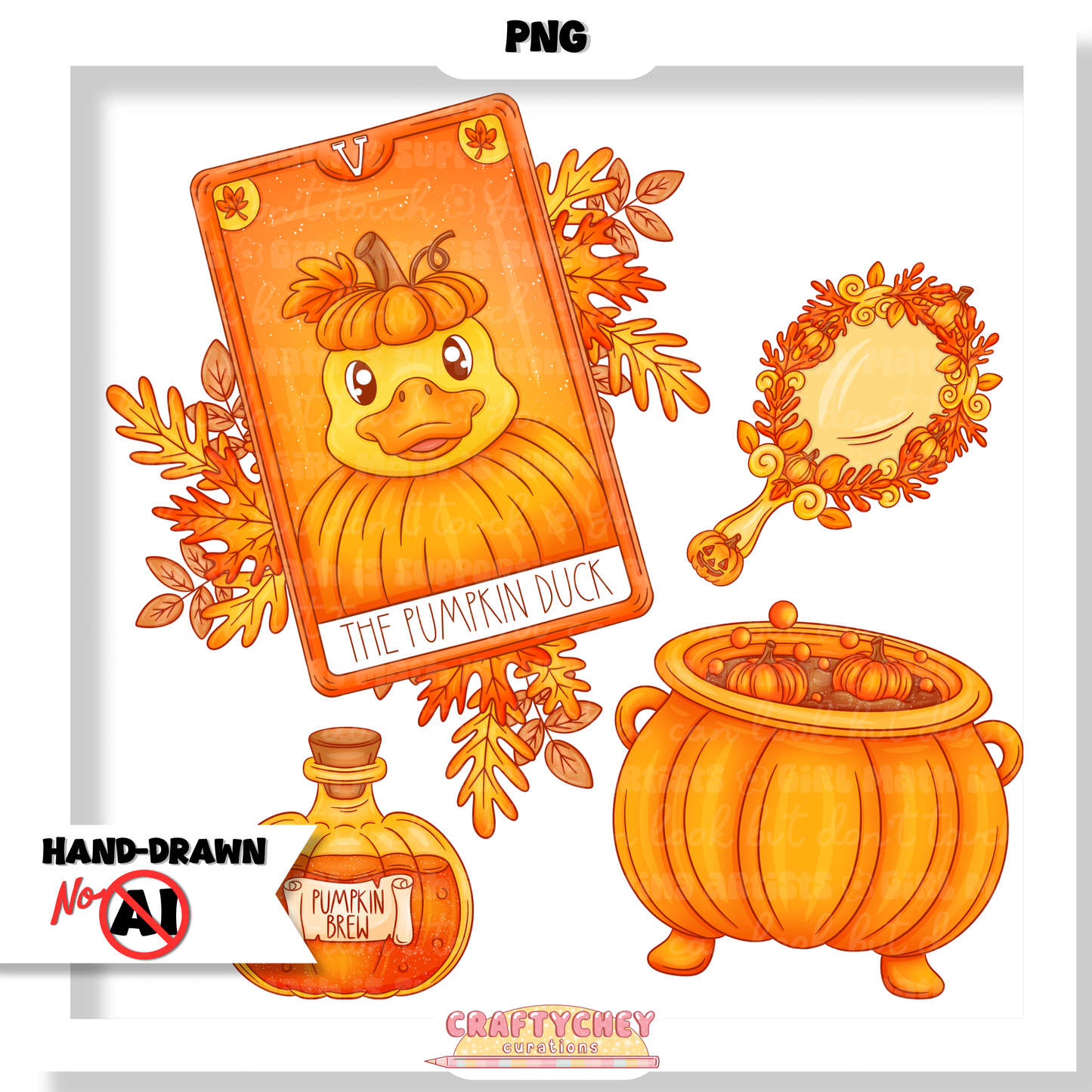 Pumpkin Duck Tarot (Seamless + PNG)