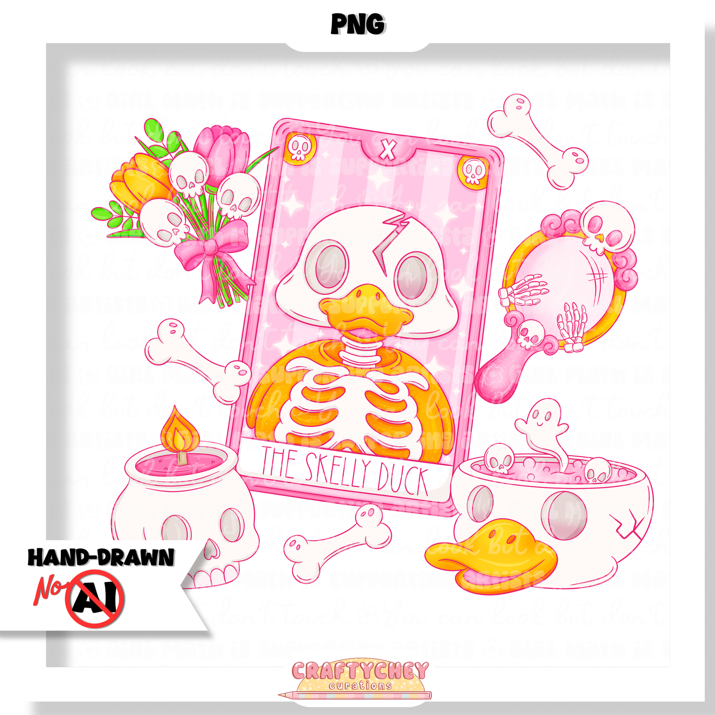 Skelly Duck Tarot : Pink (Seamless + PNG)