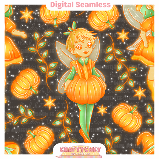 Pumpkin Fairies (Seamless + PNG)