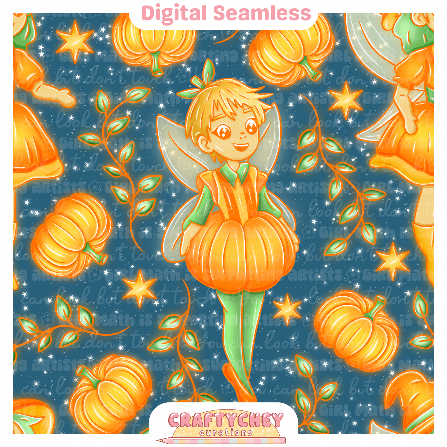 Pumpkin Fairies (Seamless + PNG)