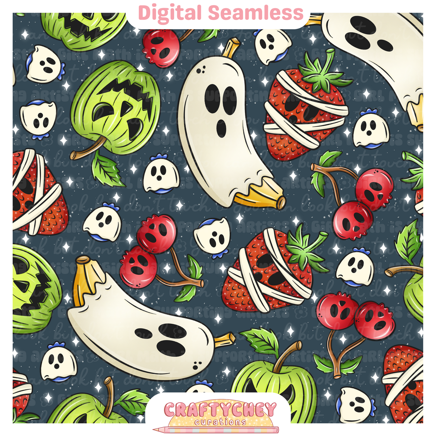 Spooky Boo Berries (Seamless + PNG)
