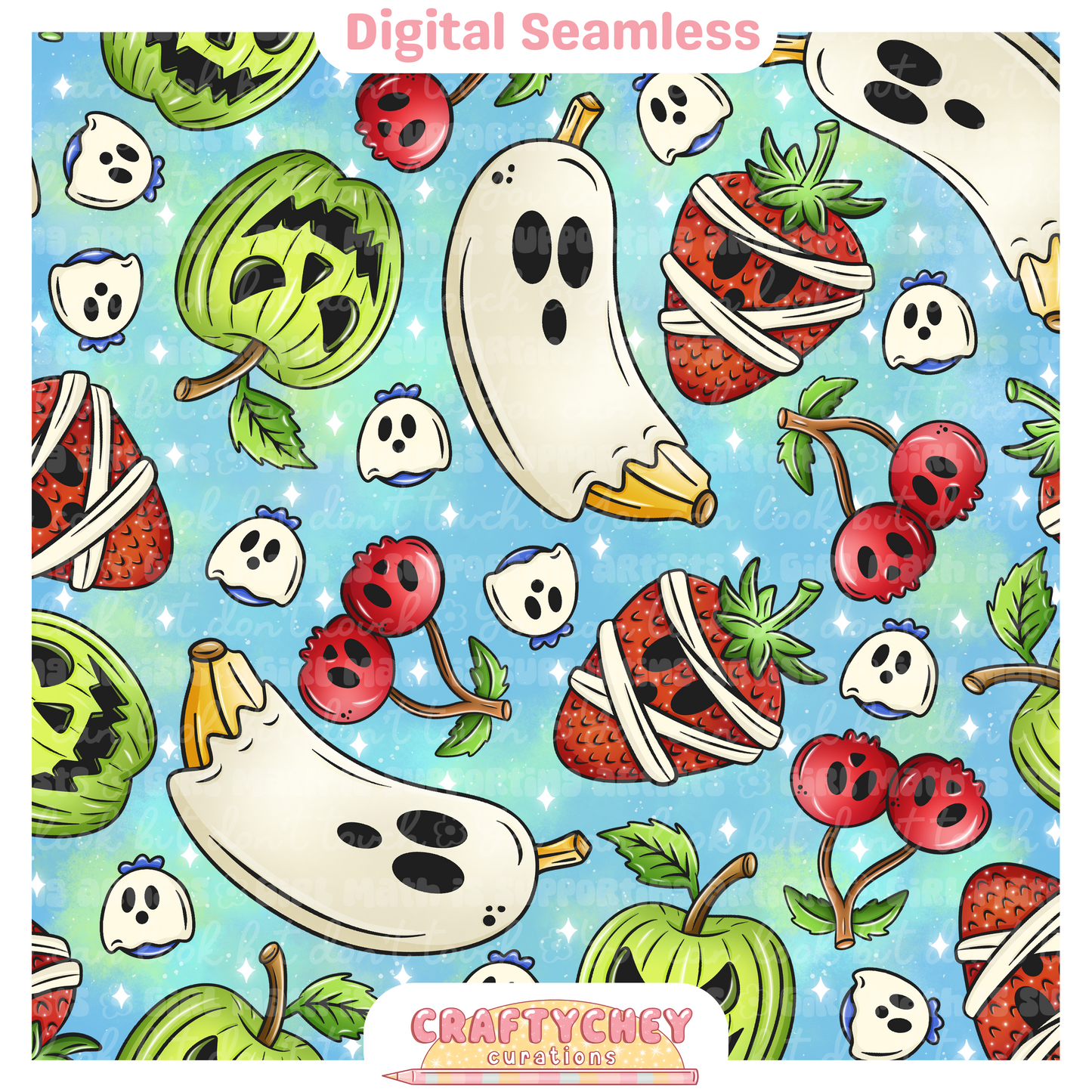 Spooky Boo Berries (Seamless + PNG)