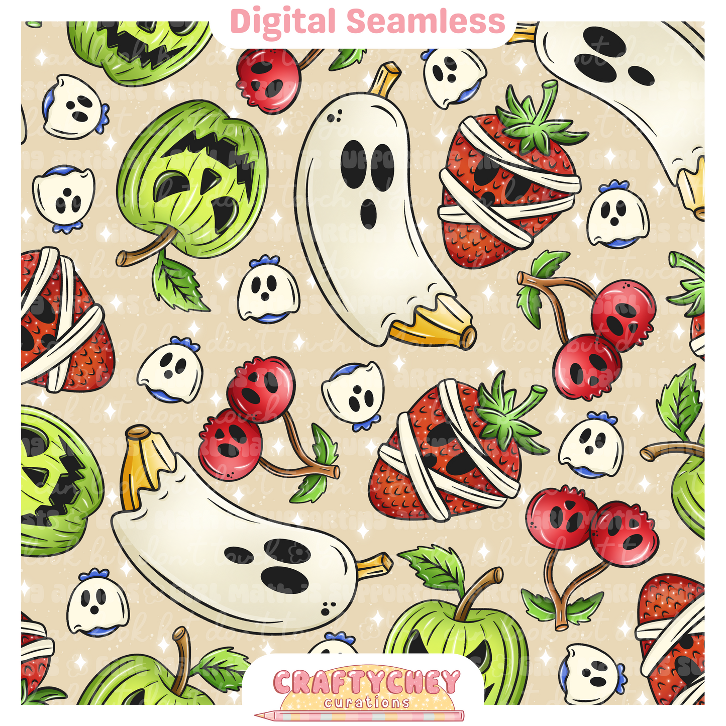 Spooky Boo Berries (Seamless + PNG)