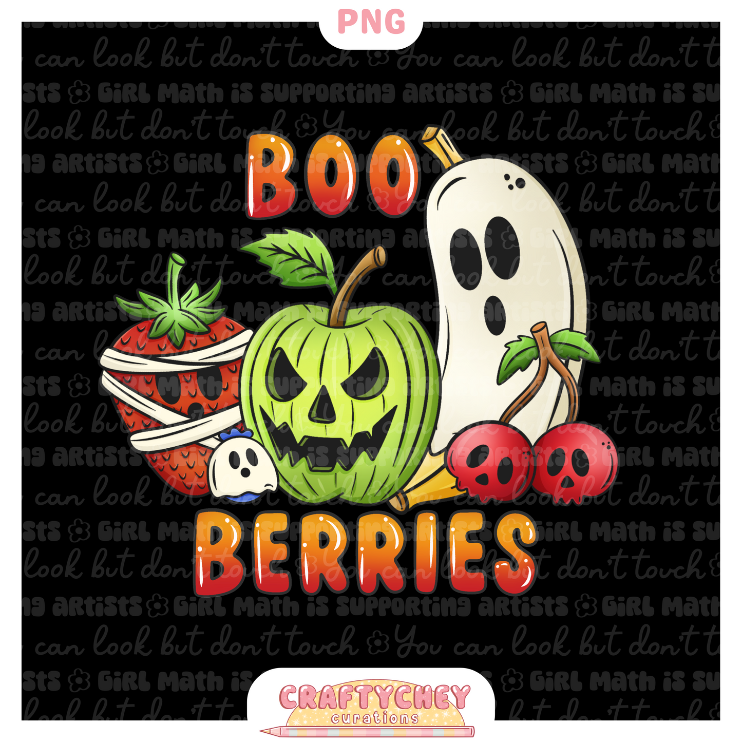 Spooky Boo Berries (Seamless + PNG)