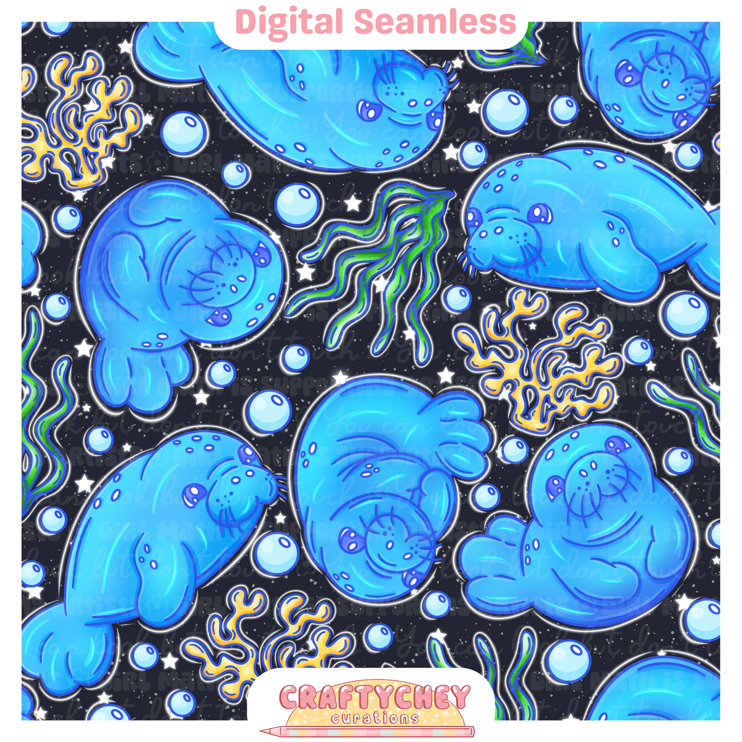 Glowing Manatees (Blue)