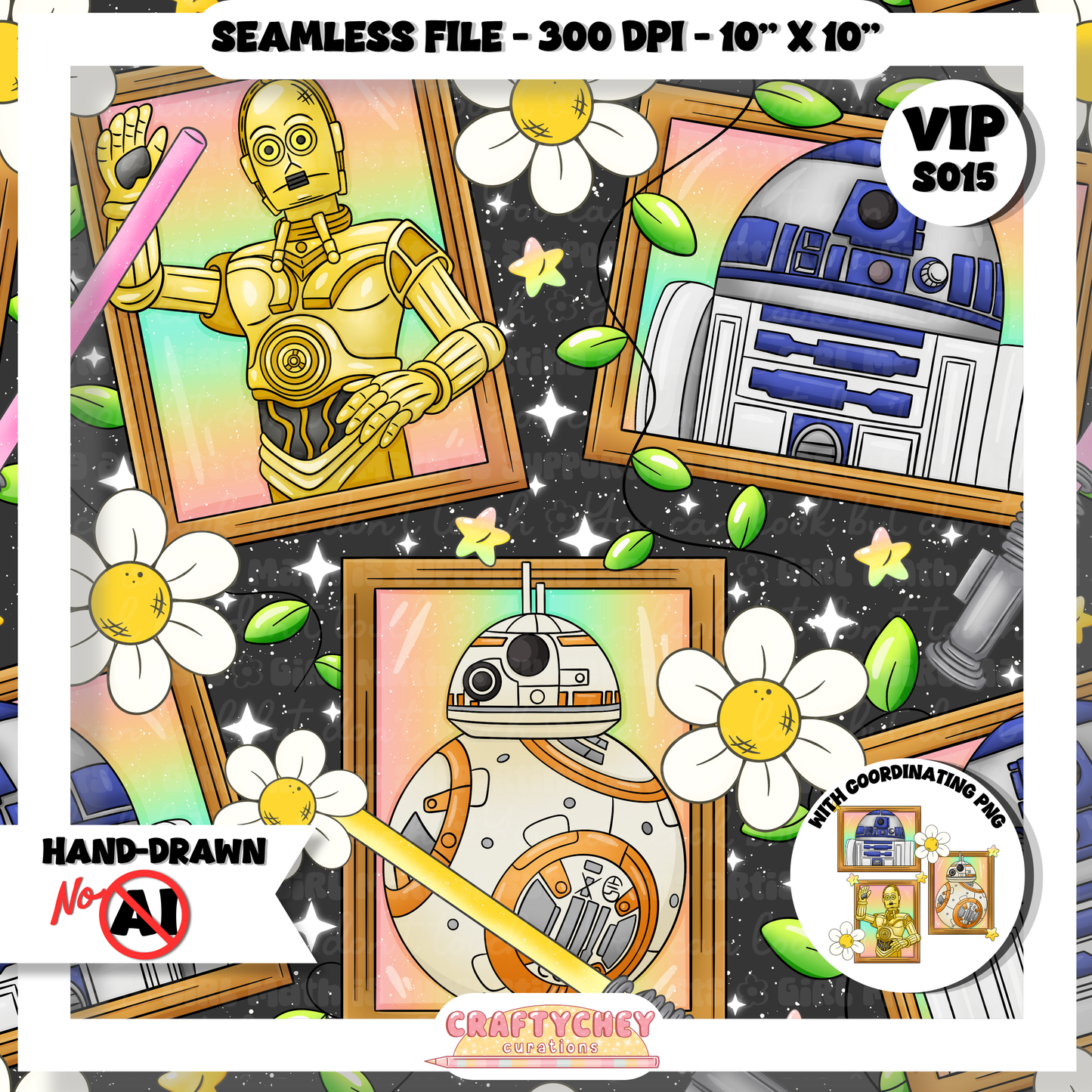 Droid Portraits (Seamless + PNG)