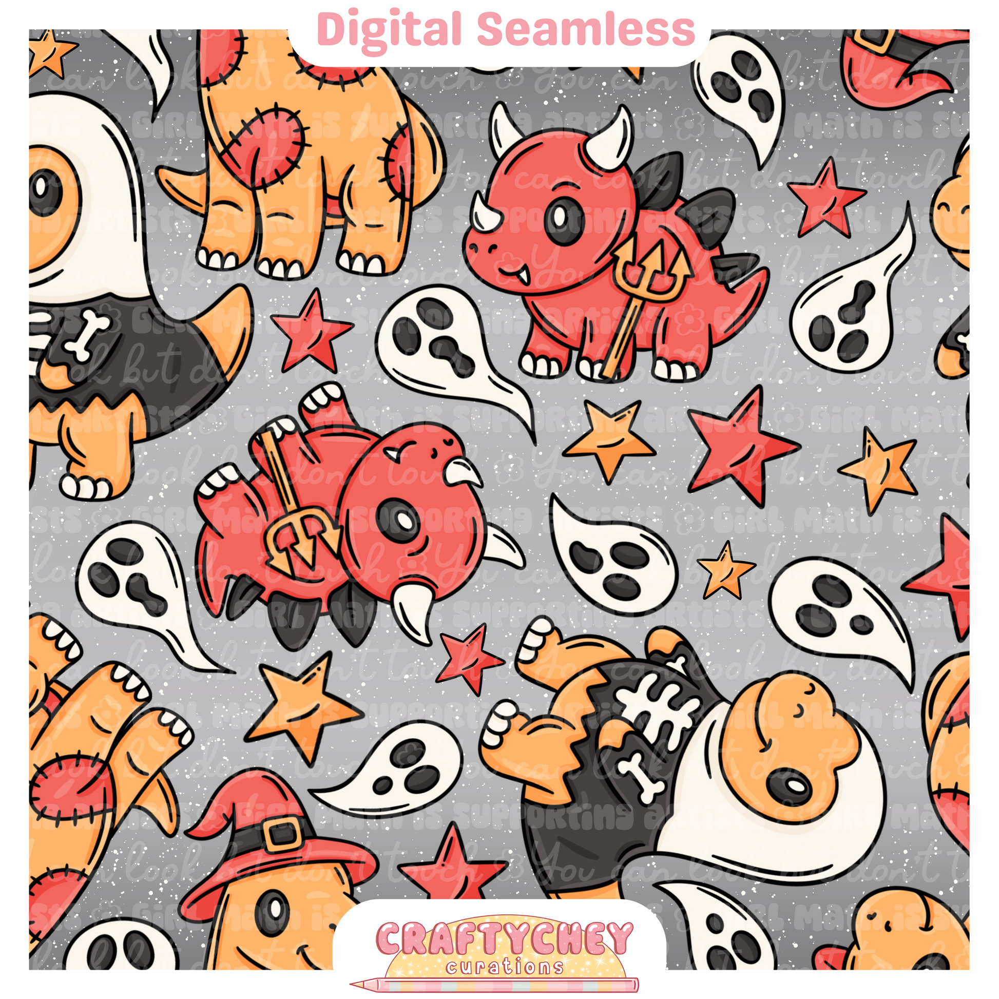 Cutesy Spooky Dinos Red Seamless PNG CraftyCheyCurations cutesy-spooky-dinos-red-seamless-png-craftycheycurations