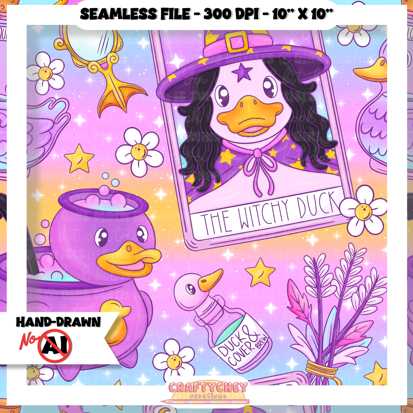 Witchy Duck Tarot (Seamless + PNG)