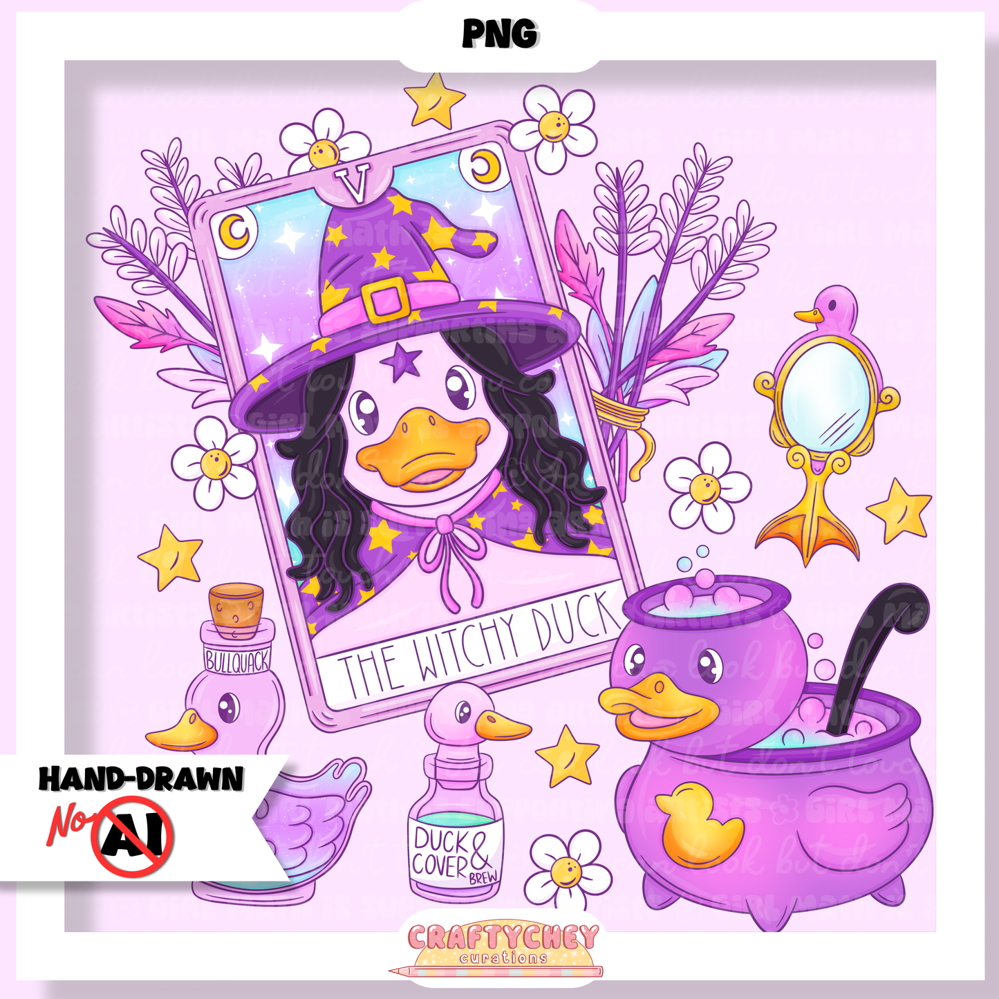 Witchy Duck Tarot (Seamless + PNG)