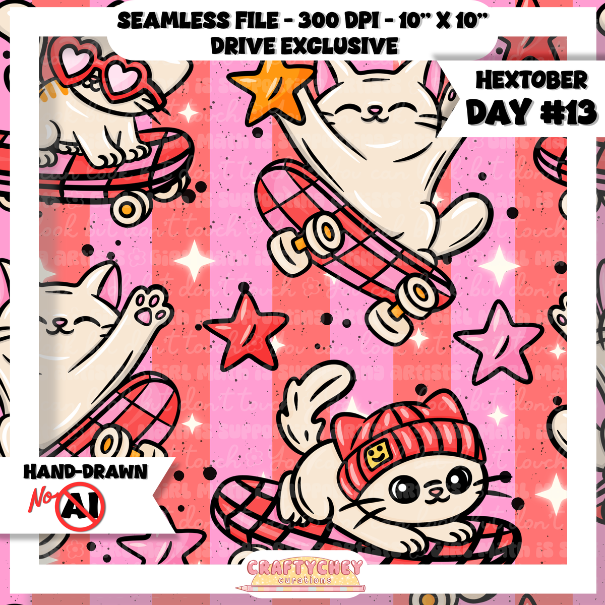 Hextober Day 13: Skater - Pink (Seamless + PNG)