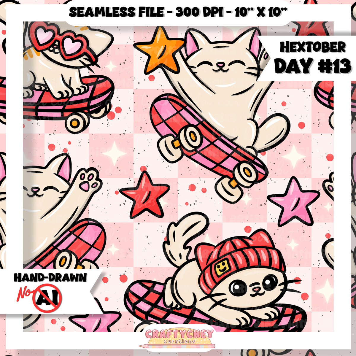Hextober Day 13: Skater - Pink (Seamless + PNG)