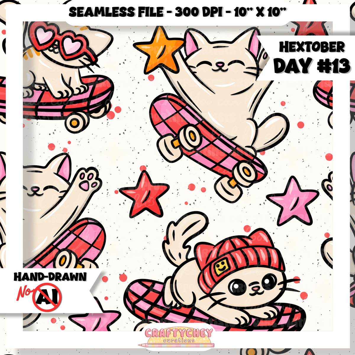 Hextober Day 13: Skater - Pink (Seamless + PNG)