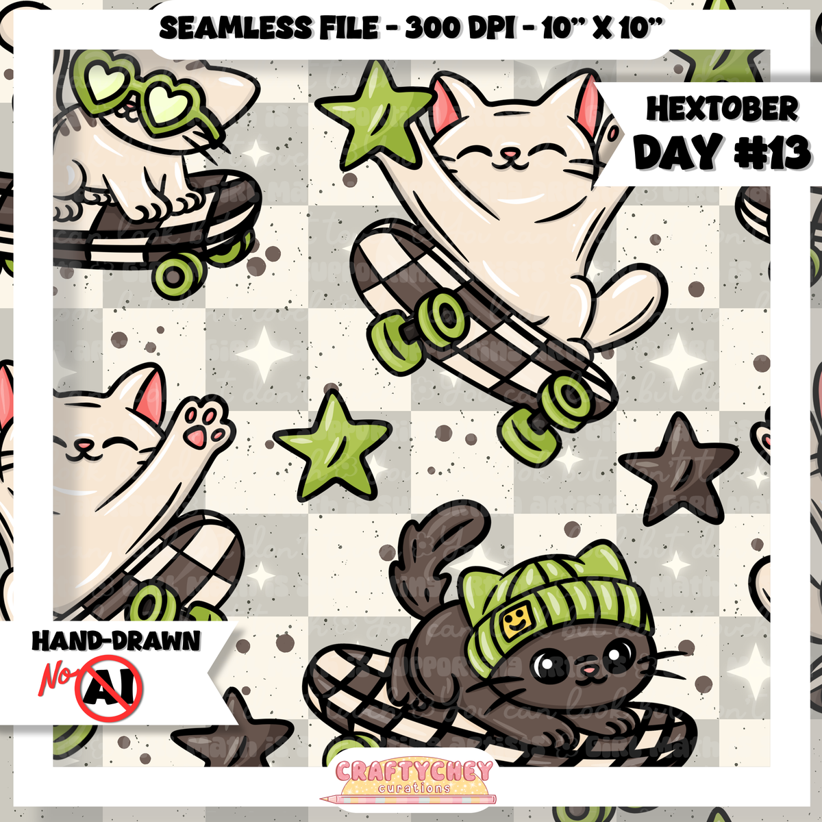 Hextober Day 13: Skater - Green (Seamless + PNG)