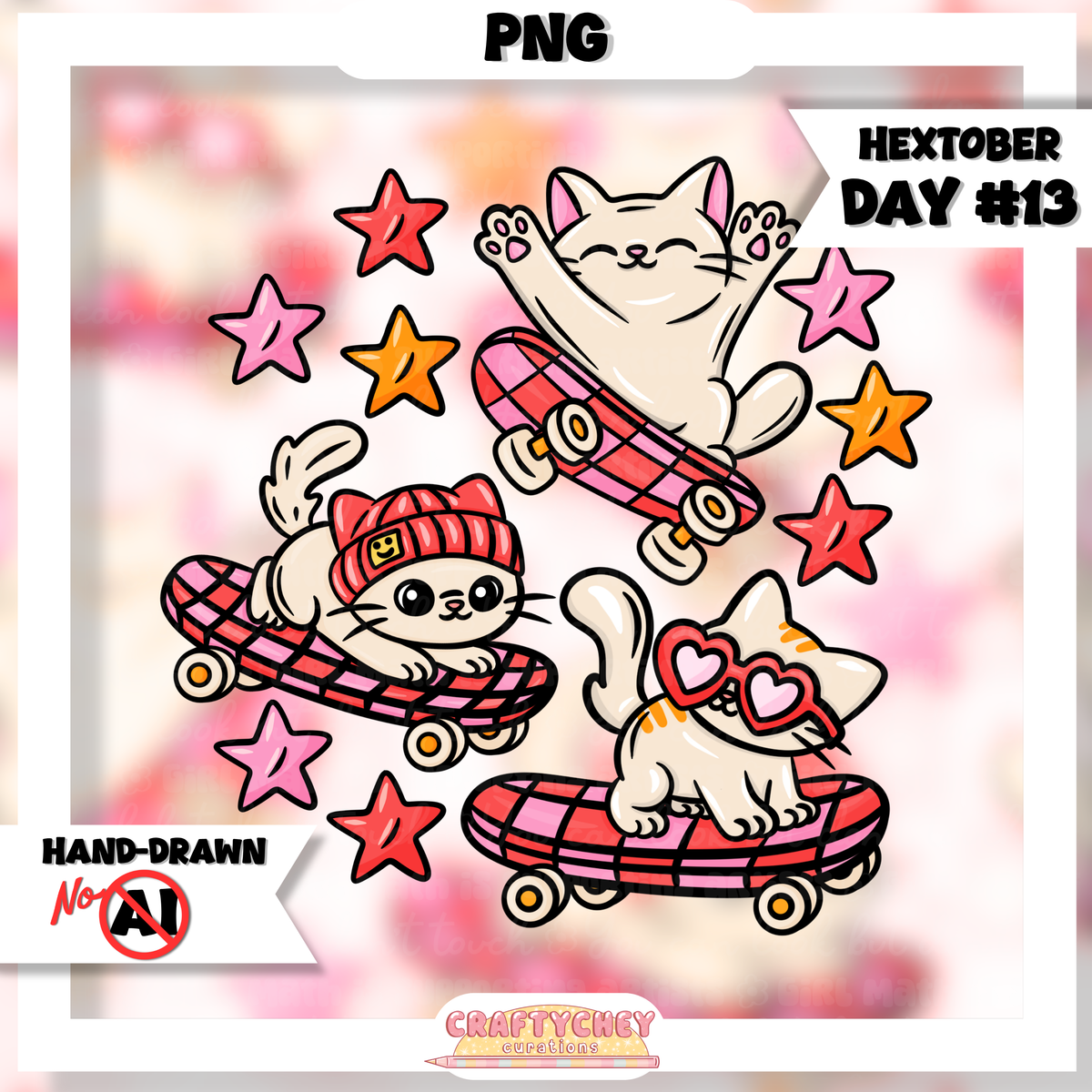 Hextober Day 13: Skater - Pink (Seamless + PNG)