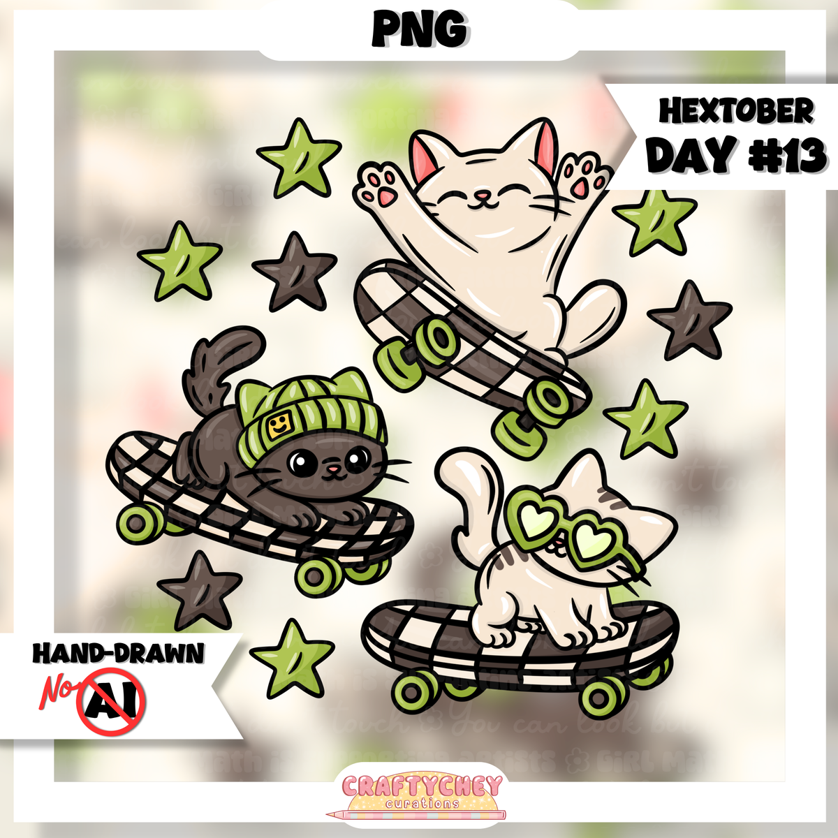 Hextober Day 13: Skater - Green (Seamless + PNG)