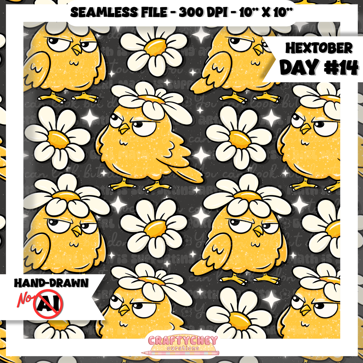 Hextober Day 14: Bird - Yellow (Seamless + PNG)