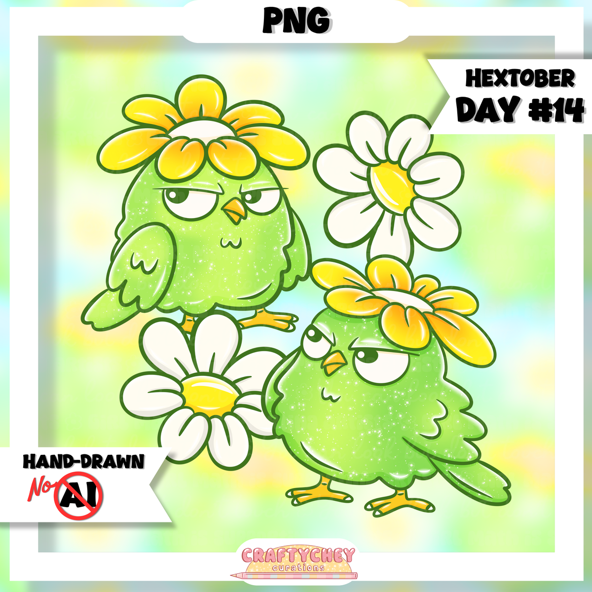 Hextober Day 14: Bird - Green (Seamless + PNG)
