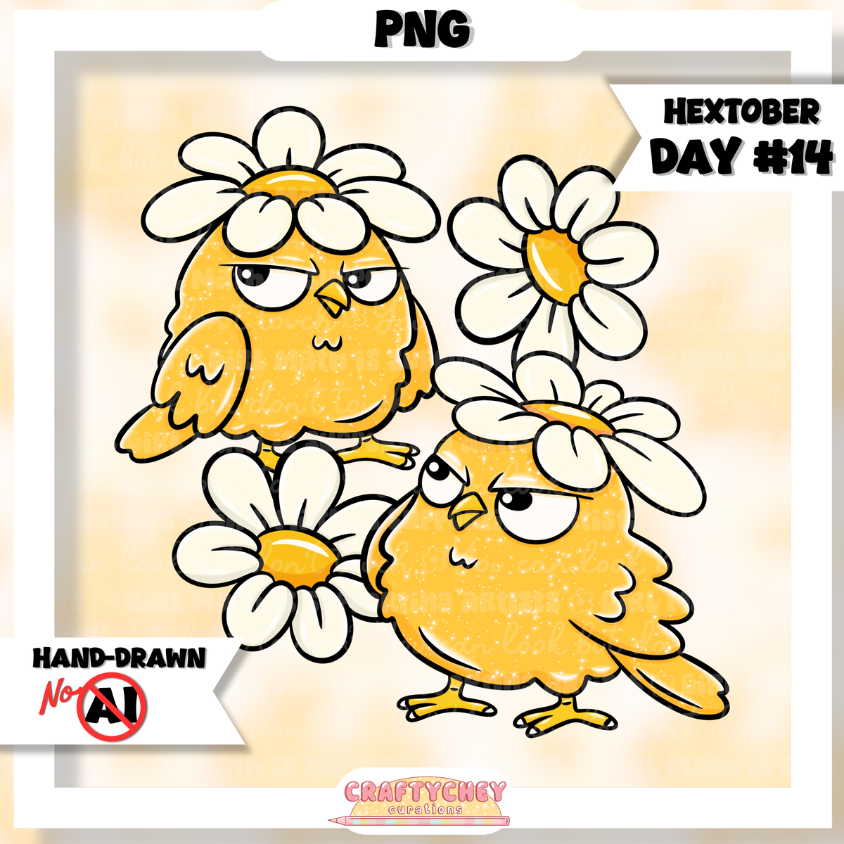 Hextober Day 14: Bird - Yellow (Seamless + PNG)