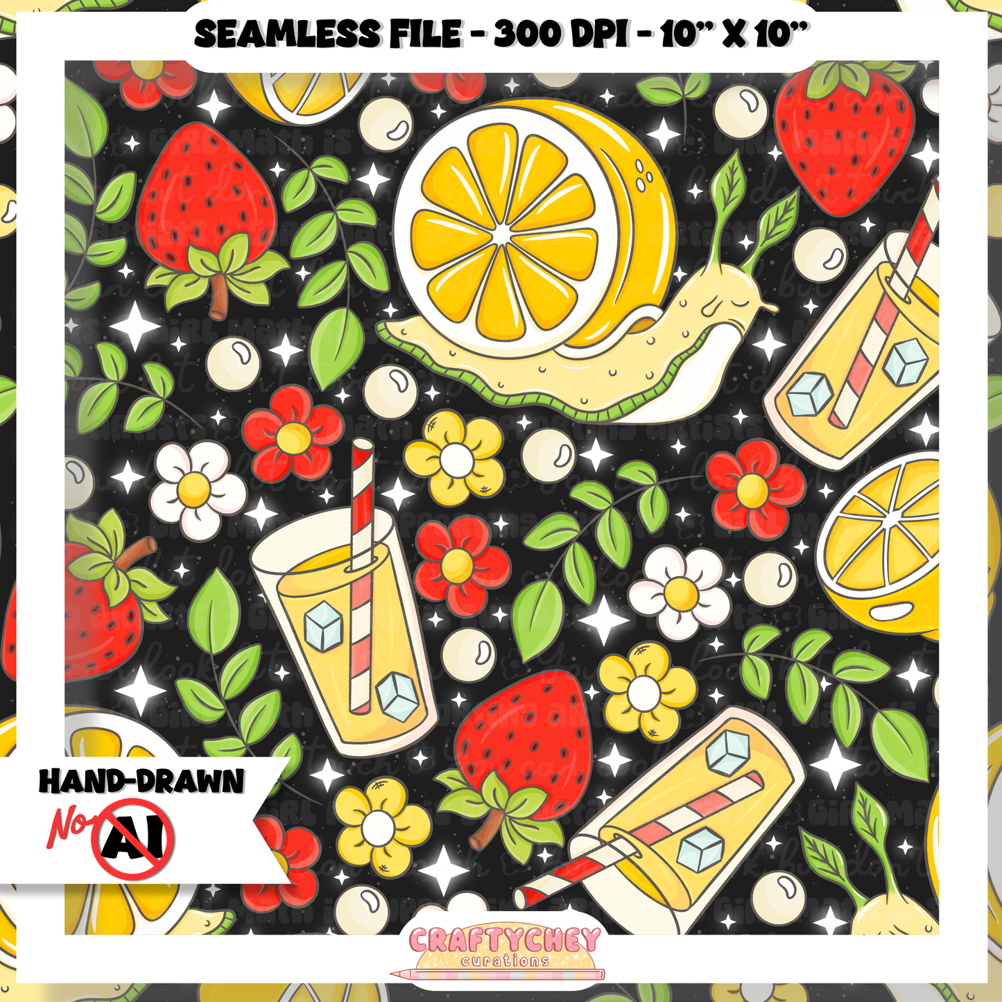 Juicy Summer: Day 7: Lemonade (Seamless + PNG)